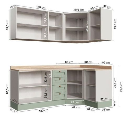 Kitchen Cabinets Drawing, Cabinet Measurements, Kitchen Cabinet Dimensions, Modern Konyhatervezés, Minimal Kitchen Design, Store Shelves Design, Grey Kitchen Designs, Desain Pantry, Kitchen Layout Plans