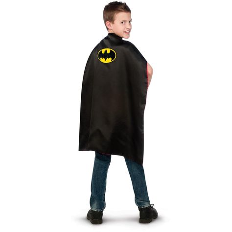 Batman to Superman Reversible Cape Child Cape Men, Superman Cape, Comic Dress, Batman Cape, Halloween Capes, Black Halloween Costumes, Dc Comic Costumes, Cape Costume, Batman Kids