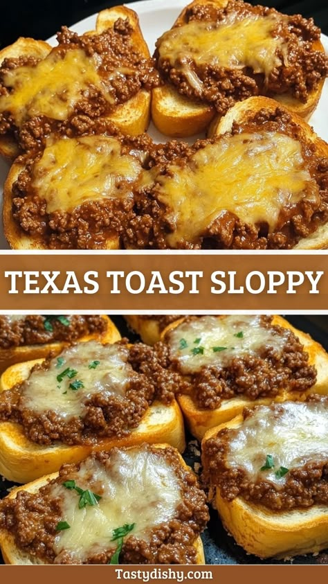 Delicious Texas Toast Sloppy Joes - Quick & Easy Recipe! Smoky Sloppy Joe And Provolone, Sloppy Joes Texas Style, Sloppy Joe Texas Toast Recipe, Sloppy Joes On Garlic Toast, Sloppy Joe On Texas Toast, Open Face Garlic Toast Sloppy Joes, Texas Toast Sloppy Joe Recipe, Sloppy Joe On Garlic Texas Toast, Texas Toast Sandwich Ideas