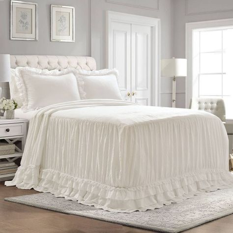 Queen 3pc Ella Lace Ruffle Bedspread Set White - Lush Décor : Target Ruffle Bedspread, Skirt Traditional, White Bedspread, Lace Bedspread, Big Girl Bedrooms, Queen Bedspread, Color Minimalist, Chic Bedrooms, Estilo Shabby Chic