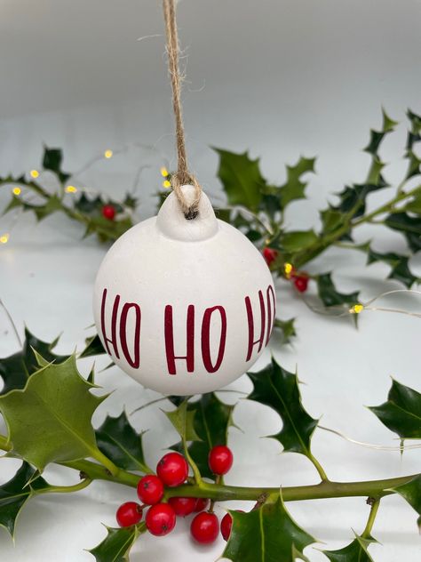 Ceramic Bauble Ho Ho Ho 6cm Ceramic Christmas Baubles, Ceramic Baubles, Hand Painted Bauble, Large Christmas Ornaments, Christmas Inspo, Christmas Bauble, Ceramic Christmas, Ho Ho Ho, Christmas Baubles