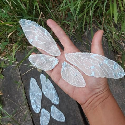 size large wing 2X4 inch, small wing 1X2 inch Fabric Insects, Marceline Fashion, Bug Wings, Cicada Wings, Diy Fairy Wings, Bug Costume, Small Wing, Moth Wings, Textile Sculpture