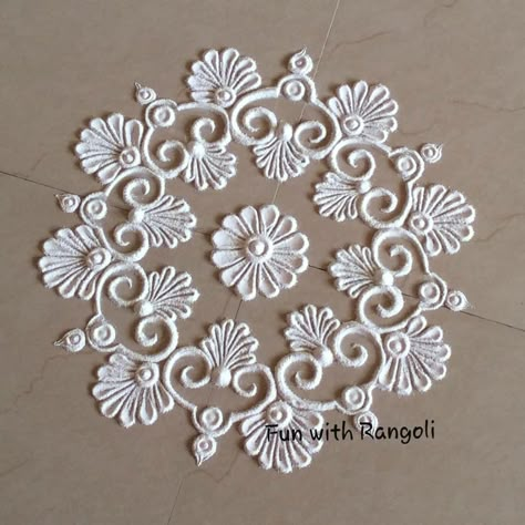 Rangoli Designs With White Colour, White Rangoli Design, Short Rangoli, Tuesday Rangoli, Bhogi Muggulu, Handmade Rangoli, White Rangoli, Coloured Sand, Best Rangoli