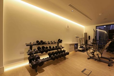 Home Gym Lighting Design by John Cullen Lighting Gym Led Lighting, Home Gym Lighting, Modern Home Gym, Game Room Lighting, Gym Lighting, Gym Design Interior, Bedroom Inspirations Minimalist, Home Gym Garage, Workout Room Home