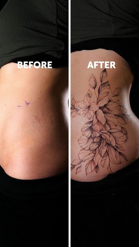 Tattoos To Cover Strech Marks, Birthmark Cover Up Tattoo, Strech Marks Tatoos, Stretch Mark Tattoo Ideas, Tattoos Over Stretch, Strechmark Cover Up Tattoo, Tattoo Stretch Mark Cover Up, Stomach Stretch Mark Tattoo, Tattoo On Strechmark