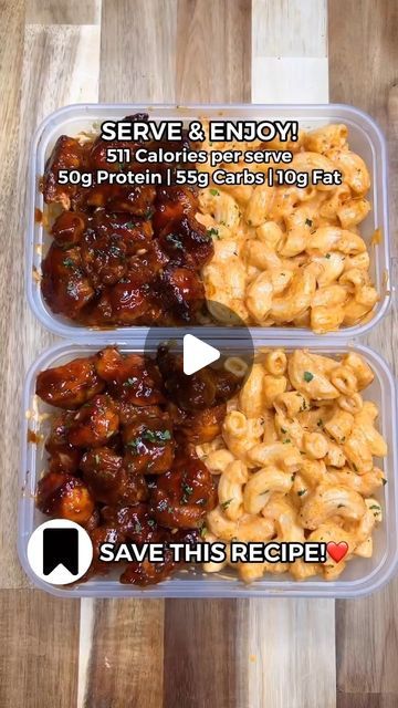 FitNutri on Instagram: "High Protein Honey BBQ Chicken Mac & Cheese Meal Prep!🧀🔥  Credit: @jalalsamfit Truly one of the best combos, the perfect balance of sweet, savoury and spicy! Also another great way to add variety to your weekly meal preps!🤌🏽  Macros per serving (4 Total)  511 Calories | 50g Protein | 55g Carbs | 10g Fat  Ingredients (4 servings)  - 700g Raw Chicken Breast (from @saffron_alley - love the quality of their chicken) - 3-4 Garlic Cloves Minced - 1 tsp Black Pepper - 2 tsp Paprika - 1 tsp Salt - 2 tsp Olive Oil - 30g Honey - 40g BBQ Sauce Reduced Sugar (Brand: Tescos) - 225g Uncooked Macaroni Pasta | 500g Cooked Weight - 250ml Skimmed Milk - 60ml Hot Sauce (Brand: @sauce_shop i used buffalo sauce, you can use sriracha or any hot sauce you like - also use less if too s Protein Chicken Pasta, Protein Chicken Recipes, Buffalo Mac And Cheese, Honey Bbq Chicken, Raw Chicken Breast, High Protein Meal Prep, Protein Pasta, Honey Bbq, Easy Healthy Meal Prep