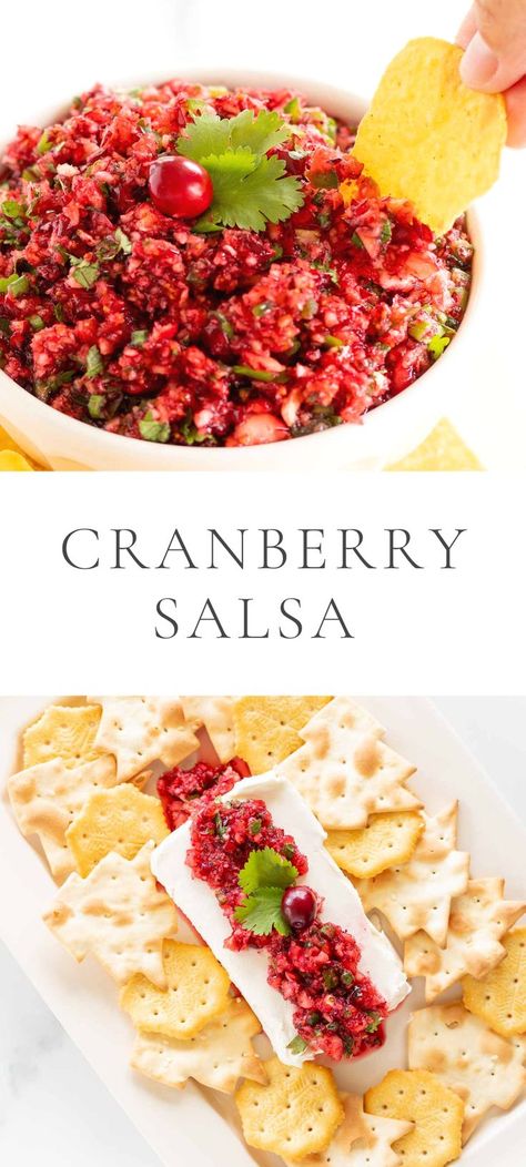 cranberry salsa Thanksgiving Dinner Recipes Traditional, Fresh Cranberry Salsa, Cranberry Salsa, Fresh Cranberry, Thanksgiving Appetizer Recipes, Holiday Appetizers Easy, Julie Blanner, Thanksgiving Dinner Recipes, Holiday Appetizer