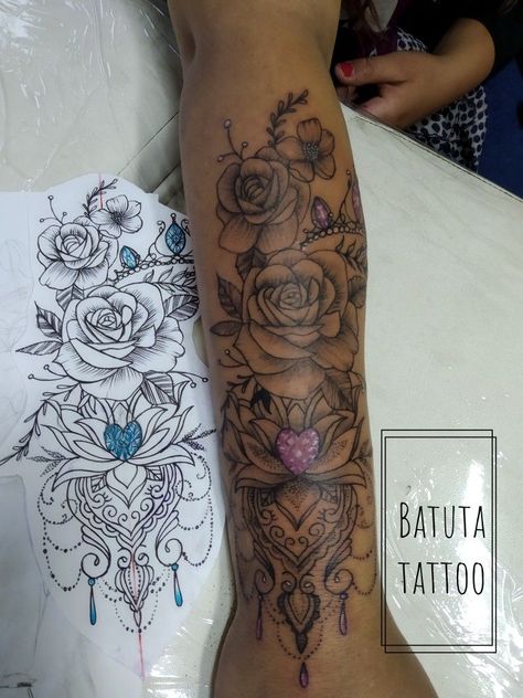 Boho Tattoo Ideas Sleeve, Bohemian Tattoo Sleeve, Lace Sleeve Tattoos, Flower Of Life Tattoo, Bohemian Tattoo, Chest Tattoo Ideas, Skull Girl Tattoo, Tattoos To Cover Scars, Chest Hair