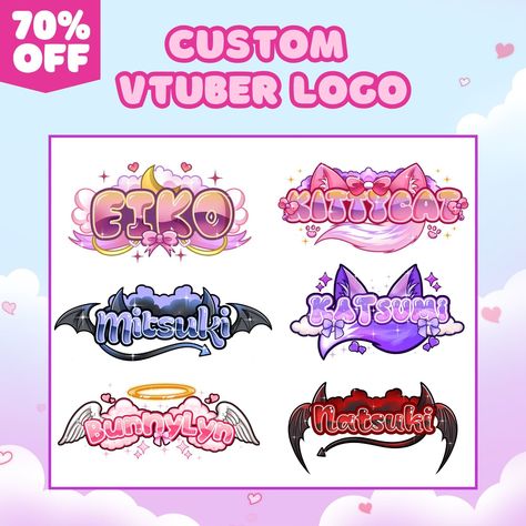 Looking for a cute, kawaii VTuber logo? We can help you create a custom logo that will make your channel stand out! #vtuber #vtuberlogo . #Kawaii #Logos #Vtuber_Logo_Ideas #Cute_Vtuber Vtuber Logo Ideas, Cute Vtuber, Vtuber Logo, Vtuber Design, Kawaii Logo, Watermark Ideas, Vtuber Model, Logo Package, Cute Logo