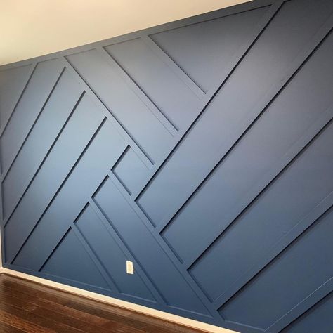 Just using the hands God blessed me with for something good 🙏 Free consultations!! #panelwall #accentwall #makeover #transformation… | Instagram Asymmetrical Wall, Blue Accent Walls, Room Accent Wall, Hallway Designs, Accent Walls In Living Room, Accent Wall Bedroom, Wall Designs, Condo Living, Wall Molding