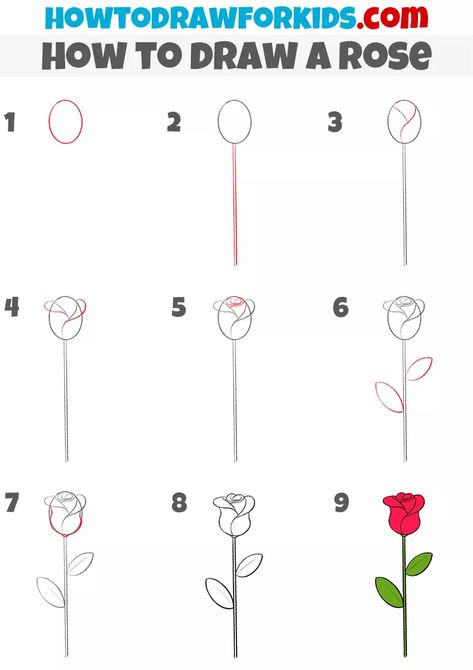 Easy Rose Drawing Step By Step, Rose Drawing Simple, Media Pembelajaran, Draw A Rose, Rose Step By Step, Leaves Drawing, Drawing Mandala, Easy Flower Drawings, Doodle Flowers