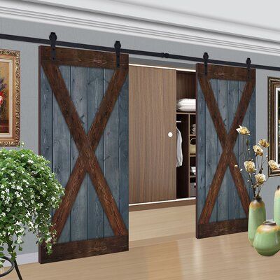 Pine Wood Interior, Sliding Tracks, Wood Barn Door, Sliding Door Track, Barn Door Kit, Wood Barn, Knotty Pine, Double Barn Doors, Door Hardware Interior