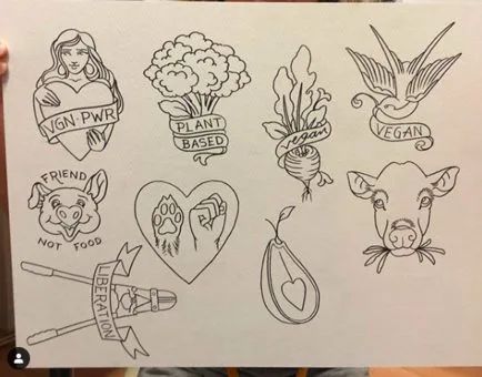 Vegan Inspired Tattoos, Vegan Tattoo Minimalist, Plant Based Tattoo, Vegan Tattoo Ideas, Animal Rights Tattoo, Tattoes Idea, Vegetarian Tattoo, Vegan Tattoos, Tattoos 2024