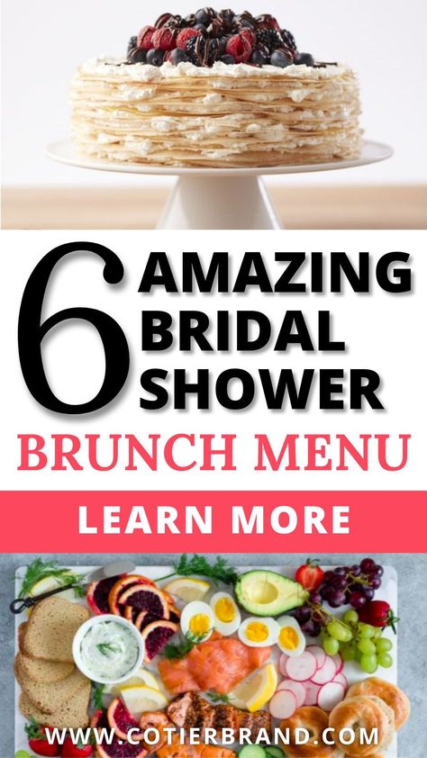 Have you considered creating your very own bridal shower brunch menu, complete with savory, sweets and mimosas, to celebrate your special day? Brunch Wedding Colors, Bridal Shower Menu Ideas, Shower Menu Ideas, Bridal Shower Brunch Ideas, Shower Brunch Ideas, Bridal Breakfast, Bridal Shower Brunch Menu, Bachelorette Goodies, Bridal Brunch Food