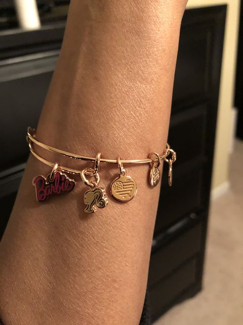 Alex and Ani + Barbie #alexandani #barbie #alexandanibarbie Barbie Charm Bracelet, Barbie Bracelet, Alex And Ani, Alex And Ani Charm Bracelet, Charm Bracelet, Gift Ideas, Education, Bracelet, Grey