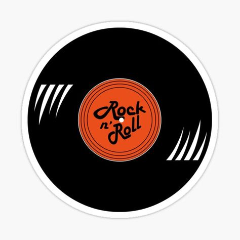 Orange Vinyl, Rock & Roll, Homemade Stickers, Band Stickers, Circle Stickers, Scrapbook Printing, Music Stickers, Stickers For Sale, Vintage Music