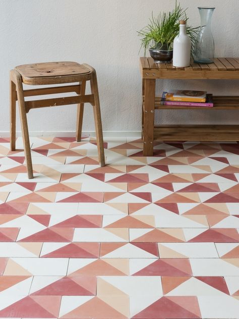 Interior Designer Sophie Robinson chooses favourite encaustic cement tiles Smink Things geometric orange Orange Floor Tiles, Geometric Tiles Bathroom, Geometric Floor Tiles, Cement Tile Floor, Sophie Robinson, Old Havana, Tiled Hallway, Tiled Floor, Geometric Floor