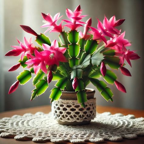 🌵✨ Cuidados de la Schlumbergera truncata en invierno ✨🌵 La Schlumbergera truncata, también conocida como cactus de Navidad, es una planta hermosa que puede alegrar tu hogar con sus flores en pleno invierno. Aquí tienes algunos consejos para que florezca en esta temporada y luzca espectacular. 🌸 💡 Luz: Este cactus disfruta de la luz brillante pero indirecta. Colócala cerca de una ventana con cortinas, donde reciba luz suave. Evita el sol directo, ya que puede quemar sus hojas. En invierno, u... Cactus