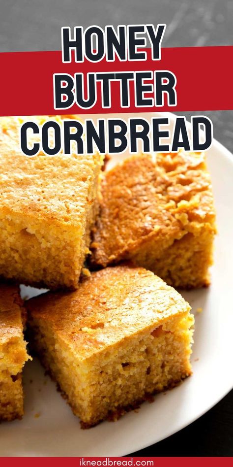 Honey Butter Cornbread is a delightful twist on a classic Southern 
side dish. This recipe combines the sweet flavor of honey with golden 
cornbread for a tender baked treat. The real magic happens after baking, when honey and butter is 
drizzled over the top, creating a delightful balance of sweet and savory
 flavors. The cast iron skillet ensures a crispy, golden crust and a moist, 
tender center. Cornbread Side Dish, Butter Cornbread Recipe, Honey Butter Cornbread, Baked Cornbread, Cornbread Recipe Sweet, Southern Side Dishes, Honey Cornbread, Bread Rolls Recipe, Scones Easy