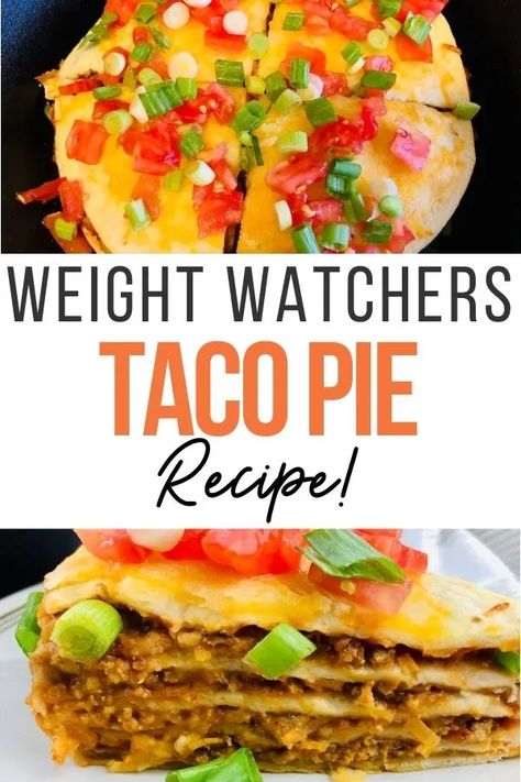 This delicious Taco Pie Recipes, Weight Watchers Food Points, Weight Watchers Meals Dinner, Taco Pie, Weight Watchers Recipes Desserts, Weight Watcher Dinners, Healthy Tacos, Weight Watchers Dinner Recipes, Weight Watchers Diet