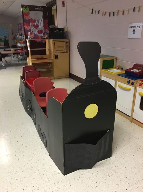 Trains Preschool, Cardboard Train, Diy Train, Polar Express Christmas Party, Transportation Preschool Activities, Transportation Theme Preschool, Train Crafts, Dramatic Play Themes, Train Projects