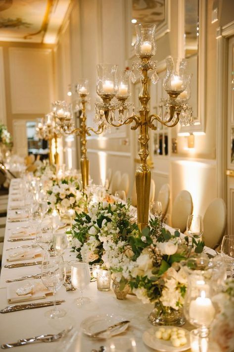 Silver Gold Wedding Theme, Elegant Gold Wedding Decor, Emerald Ivory Gold Wedding, Yellow Gold Wedding Theme, Ivory And Gold Wedding Flowers, White And Gold Wedding Tablescape, Romantic Gold Wedding, Ivory And Champagne Wedding Decor, Gold And Sage Wedding Theme