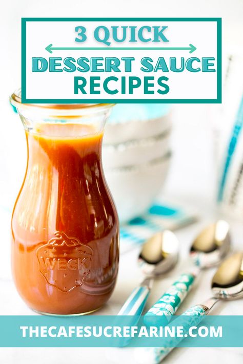 With these 3 Quick Dessert Sauce Recipes, you will be able to have something sweet in a pinch. The best part is that these deliciously sweet sauces can be made in a matter of minutes and stashed in the fridge. The best part is that when it's time to entertain, dessert is just a carton of vanilla ice cream away! Dessert Sauces Recipes, Churros Cupcakes, How To Make Syrup, Tiramisu Pudding, Pies Easy, Sweet Sauces, Apple Cider Caramels, Hot Fudge Sauce, Make Dessert