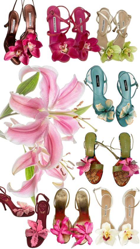 Flower heels #dolceandgabbana #manoloblahnik #robertocavalli #fashion #outfitaesthetic #outfitideas #outfitinspo #2000s #y2kaesthetic #aesthetic #summer #summer2024 2000s Shoes, Butterfly Heels, Pretty Heels, Flower Heels, Manolo Blahnik Heels, Flower Shoes, Making Waves, Aesthetic Summer, Pretty Shoes