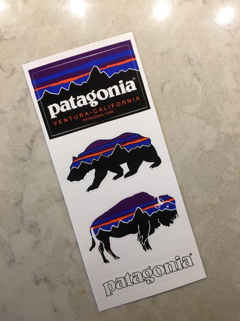 Patagonia stickers Patagonia Tattoo, Patagonia Sticker, Patagonia Brand, Patagonia Logo, Ecommerce Packaging, T-shirt Design Illustration, Class C Rv, Bicep Tattoo, Grunge Textures