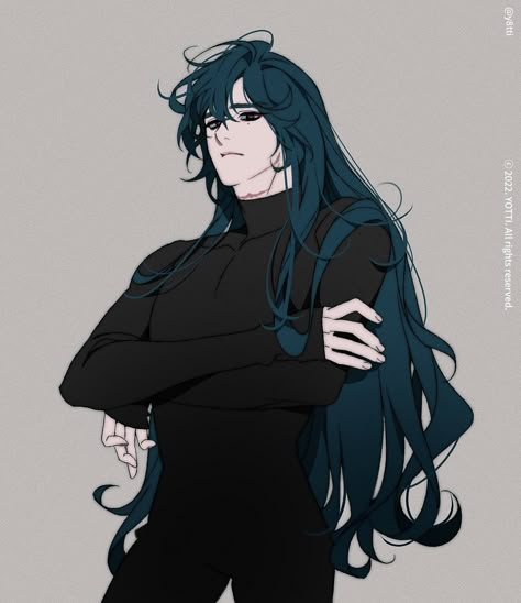 Long Hair Art Reference, Long Hair Male Character Design, Long Hair Drawing, Anime Long Hair, 얼굴 드로잉, Long Black Hair, Guy Drawing, Character Design Male