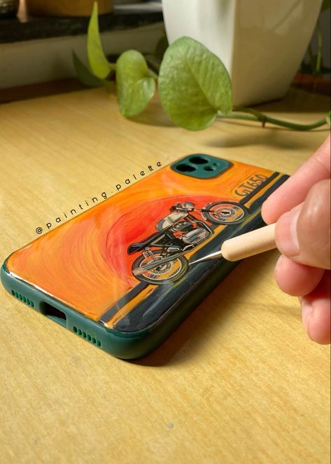 By Karan Nandaniya @painting_palette Follow me on Instagram for more. Painted Bike, Paint Bike, Handmade Mobile, Bike Cover, Painting Palette, Cover Ideas, After 3, Mobile Covers, Mobile Cases