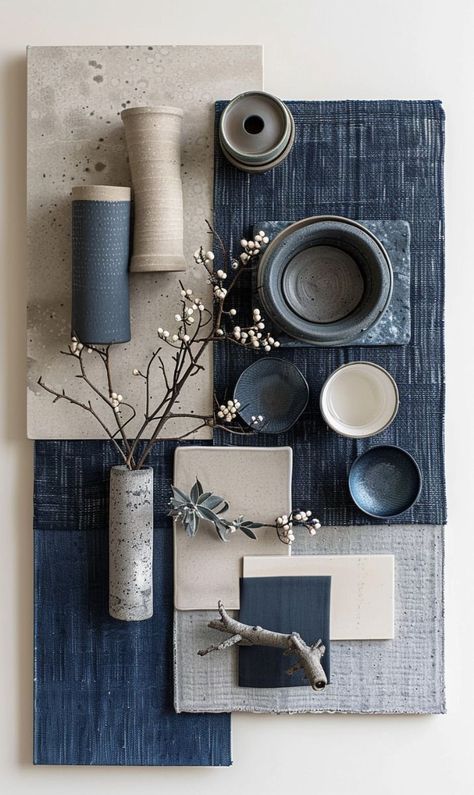 Color Palette Dark Blue, Moodboard Interior Design, Interior Design Materials, Materials Board Interior Design, Mood Board Interior, House Color Palettes, Material Board, Interior Design Boards, Material Palette