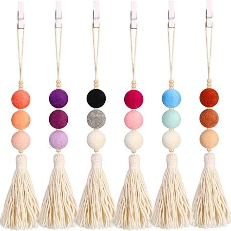 Car Air Freshener Diy Beads, Hanging Car Diffuser Diy, Felt Ball Car Diffuser Diy, Felt Ball Diffuser Diy, Diy Tassel Car Diffuser, Wood Bead Diffuser Diy, Felt Ball Oil Diffuser, Diy Car Air Freshener, Macrame Essential Oil Car Diffuser Diy