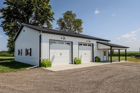 36' x 48' x 12' Garage Morton Building Homes, Detached Garage Designs, Horizontal Sliding Windows, Garage Shop Plans, Metal Garage Buildings, Carriage House Doors, Metal Shop Building, Pole Barn Garage, Barn House Kits