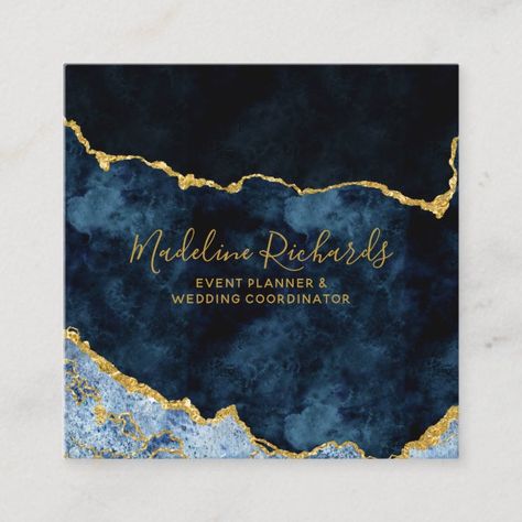 Event Planner Business Card, Watercolor Marble, Chic Business Card, Event Planning Business Cards, Watercolor Business Cards, Agate Wedding, Square Business Cards, Rose Gold Marble, Liquid Watercolor