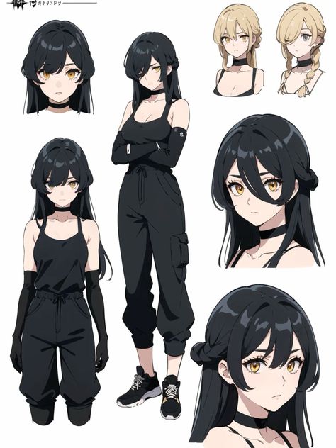 Character Design Concept Art Sheet, Anime Hair Reference Female Long, Vtuber Hair Reference, Anime Women Reference, Long Anime Hair Reference, Anime Hair Reference Female, Anime Character Reference Sheet, Anime Character Design Sheet, Anime Reference Sheet