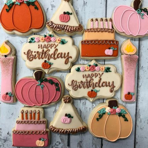 Fall Birthday Cookies, Dental Cookies, Harvest Cookies, Fall Decorated Cookies, Royal Cookies, Fall First Birthday, Happy Birthday Cookie, Pumpkin 1st Birthdays, Best Cookies Ever