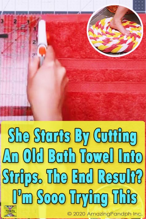 Recycle Bath Towels Ideas, Towel Rug Bath Mats, Towel Hacks Diy, Old Bath Towels Upcycle, Diy Towel Stripping, What To Do With Old Towels, Rally Towel Ideas, Old Towels Diy Reuse, Repurpose Towels