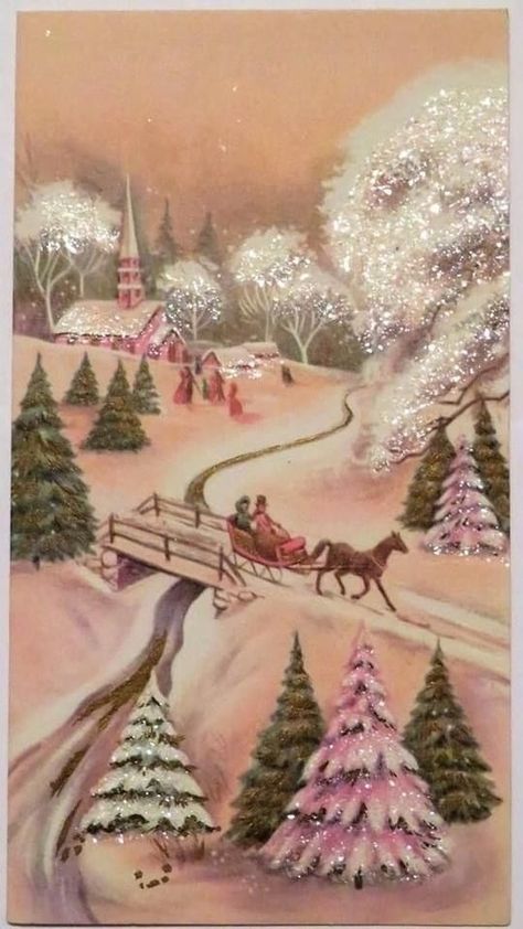 Pink Xmas, Vintage Christmas Images, Christmas Phone Wallpaper, Christmas Feeling, المملكة العربية السعودية, Sleigh Ride, Christmas Past, Victorian Christmas, Winter Scene