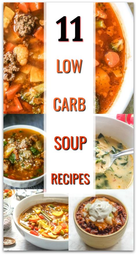 11 Low Carb Keto Soup Recipes - these hearty and easy low carb soup recipes are delicious and satisfying! #keto #lowcarb #soup #easyrecipe #healthyrecipe #vegetablesoup #creamysoup #heartysoup #souprecipes Low Carb Tortalini Soup, Low Fat Low Carb Soup Recipes, Thm Soup Recipes Crock Pot, Quick Low Carb Soup, Low Carb Vegetable Soup Recipes, Low Carb Hearty Soups, Low Carb Low Sodium Soup Recipes, Hearty Low Carb Soup Recipes, Soups For Diabetics Easy Recipes