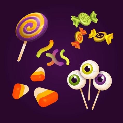 Halloween Candy Drawing, Halloween Candy Art, Halloween Land, Halloween Apps, Candy Giveaway, Candy Drawing, Sweet Games, Halloween Logo, Colorful Halloween