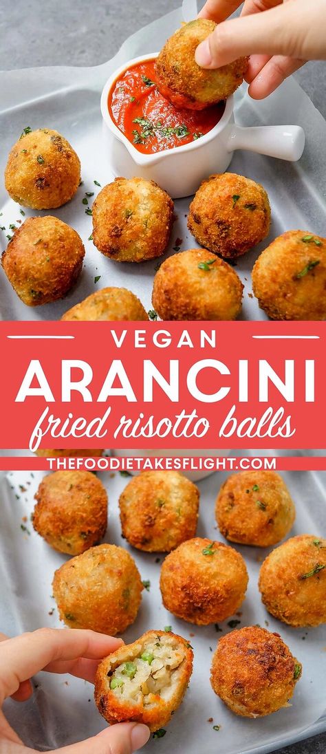 Vegan Risotto Balls, Vegan Arancini, Fried Risotto Balls, Burger Sauces, Veggie Board, Risotto Balls, Arancini Recipe, Vegan Risotto, Vegan Italian Recipes