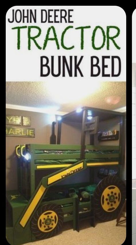 John Deere Bed, Tractor Boys Room, John Deere Crafts, John Deere Bedroom, Tractor Bedroom, John Deere Room, Tractor Room, Tractor Bed, Bunk Bed Plan