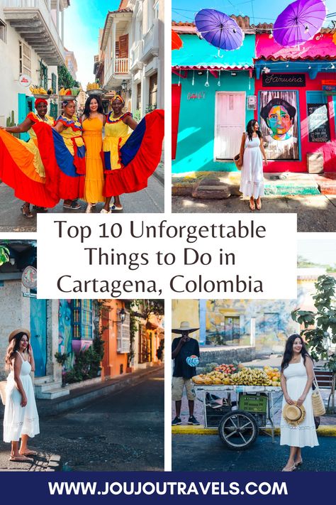 A vibrant street scene in Cartagena, Colombia, showcasing colorful colonial architecture and lively local culture. Traveling To Colombia, What To Do In Cartagena Colombia, Things To Do In Colombia, Things To Do In Cartagena Colombia, Columbia Cartagena, Colombia Travel Guide, Umbrella Street, Visit Colombia, Christmas Cruise