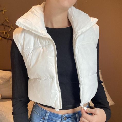 I might be biased but you should probably buy this on Depop 👍 https://depop.app.link/EGiw6zIIywb Sleeveless Puffer Jacket Outfit, White Puffer Vest Outfit, White Vest Outfit, Cropped Puffer Vest, Puffer Vest Outfit, Puffer Jacket Outfit, White Puffer Vest, Sleeveless Puffer, White Puffer