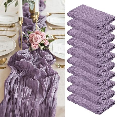 10 Pack Violet Amethyst Cheesecloth Table Runner, Purple Table Runner Cheesecloth Fabric 10FT Mauve Gauze Table Runner Boho Rustic Semi-Sheer Table Runner for Wedding Reception, Bridal Shower Decor Purple Cheesecloth Table Runner, Wedding Reception Boho, Purple Table Runner, Table Runner For Wedding, Gauze Table Runner, Cheesecloth Table Runner, Beach Baby Showers, Rustic Table Runners, Boho Table Runner