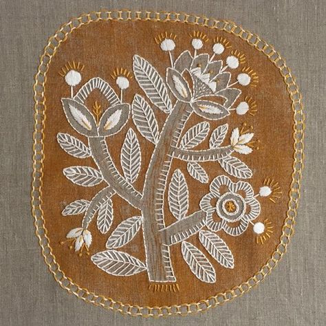 EMBROIDERY KIT - "Henry's Magnolia" in Mustard Print Patterns For Embroidery, Embroidery Workshop, Contemporary Embroidery, Wool Embroidery, Ribbon Art, Embroidery Shop, 자수 디자인, Jairzinho, Embroidery Craft