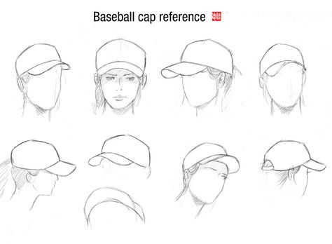 tutorial Cap Reference, Drawing Hats, Cap Drawing, Hat Drawing, 캐릭터 드로잉, Drawing Clothes, Drawing Practice, Drawing Poses, Drawing Reference Poses