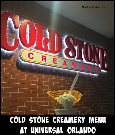 Cold Stone Creamery Menu at Universal Orlando Resort. CityWalk Quick Service spot with unique ice cream flavors, toppings and shakes Cold Stone, Unique Ice Cream Flavors, Cold Stone Creamery, Universal Orlando Resort, Instagram Photography, Universal Orlando, Ice Cream Flavors, Orlando, Ice Cream