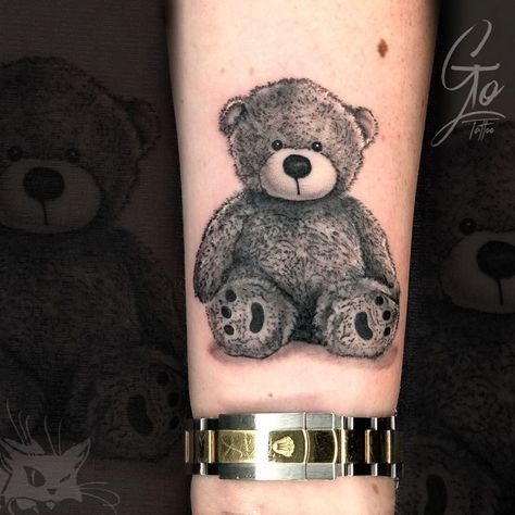 Tedy Tattoo, Cute Teddy Bear Tattoo, Jax Tattoo, Teddy Tattoo, Tank Tattoo, Teddy Bear Tattoo, Beer Tattoos, Mother Tattoos For Children, Hand Tatto